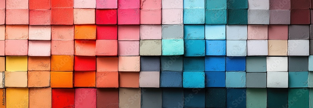 Poster a vibrant array of pastel paint swatches displayed in a grid format. showcasing various colors for c