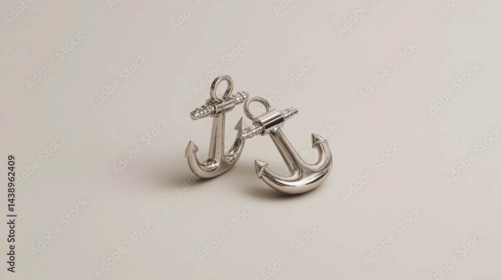 Poster pair of silver anchor rings representing price anchoring effect and trader bias from entry decision 