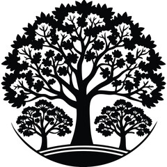 Obraz premium Oak Trees icon set on white background