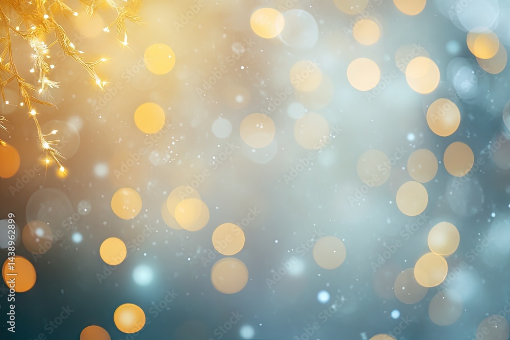 Poster a mesmerizing background of blurred golden bokeh lights creating a warm and festive atmosphere. perf