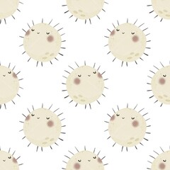 Fototapeta premium seamless pattern with cartoon sun. Colorful illustartion flat style for kids. Space. hand drawing. baby design for fabric, print, wrapper, textile