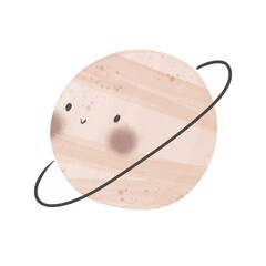 cartoon planet. Colorful illustration for kids, flat style. baby design for card, poster, print on t-shirt