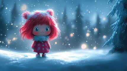 Fototapeta premium Cute girl in winter wonderland