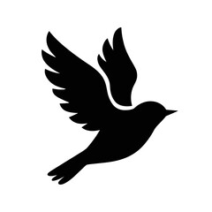 Black bird with outstretched wings, isolated