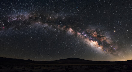Fototapeta premium Captivating Milky Way Galaxy Over Dark Landscape Under Starry Night Sky