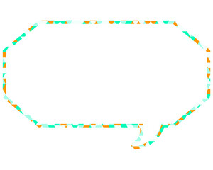 ステンドグラス風吹き出し　三角形模様　細長い八角形