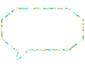 ステンドグラス風吹き出し　三角形模様　細長い八角形