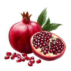 Fresh pomegranate isolated on transparent background