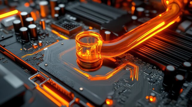 Glowing cpu cooler high performance computer hardware