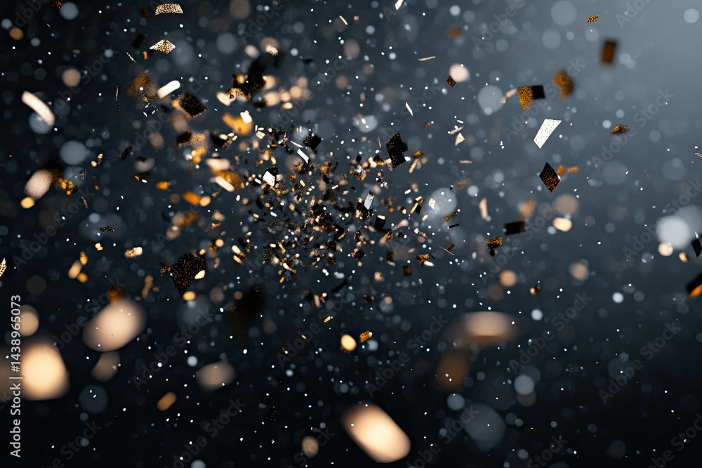 Poster a captivating close-up of shimmering golden particles suspended in the air. creating a magical atmos