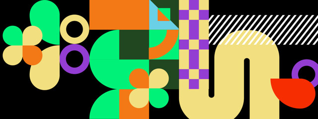 Abstract geometric shapes in a black background suitable for modern graphic designs, web backgrounds, digital art, and minimalist aesthetic themes.