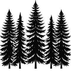 Obraz premium Pine Trees icon set on white background