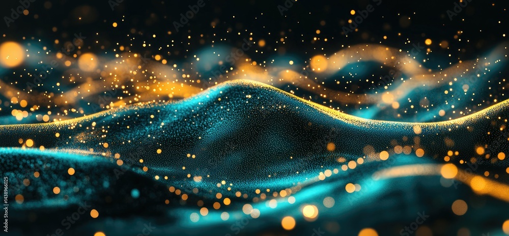Poster vibrant abstract waves of blue and orange light dance against a dark background. creating a mesmeriz