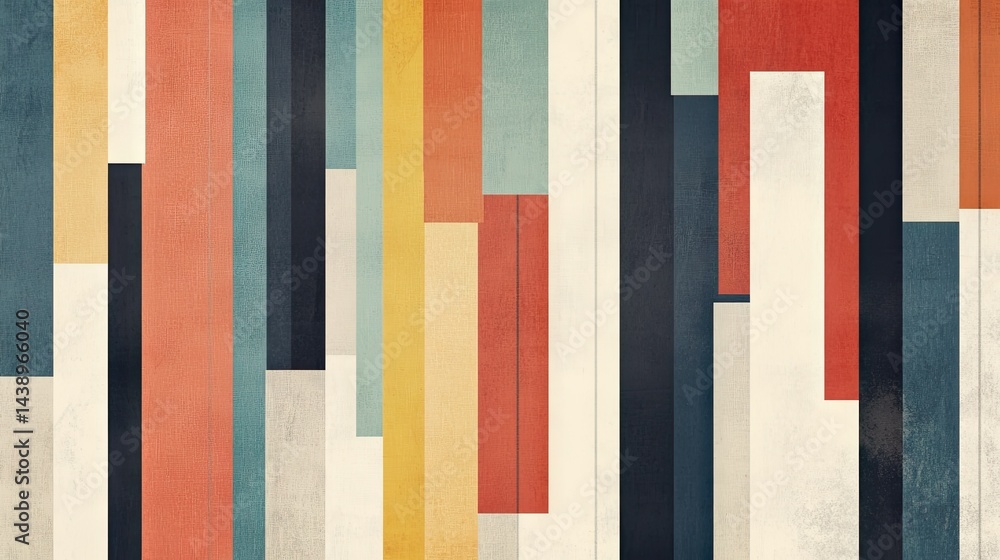Poster abstract composition featuring vertical lines in various colors creating a modern art aesthetic. sui