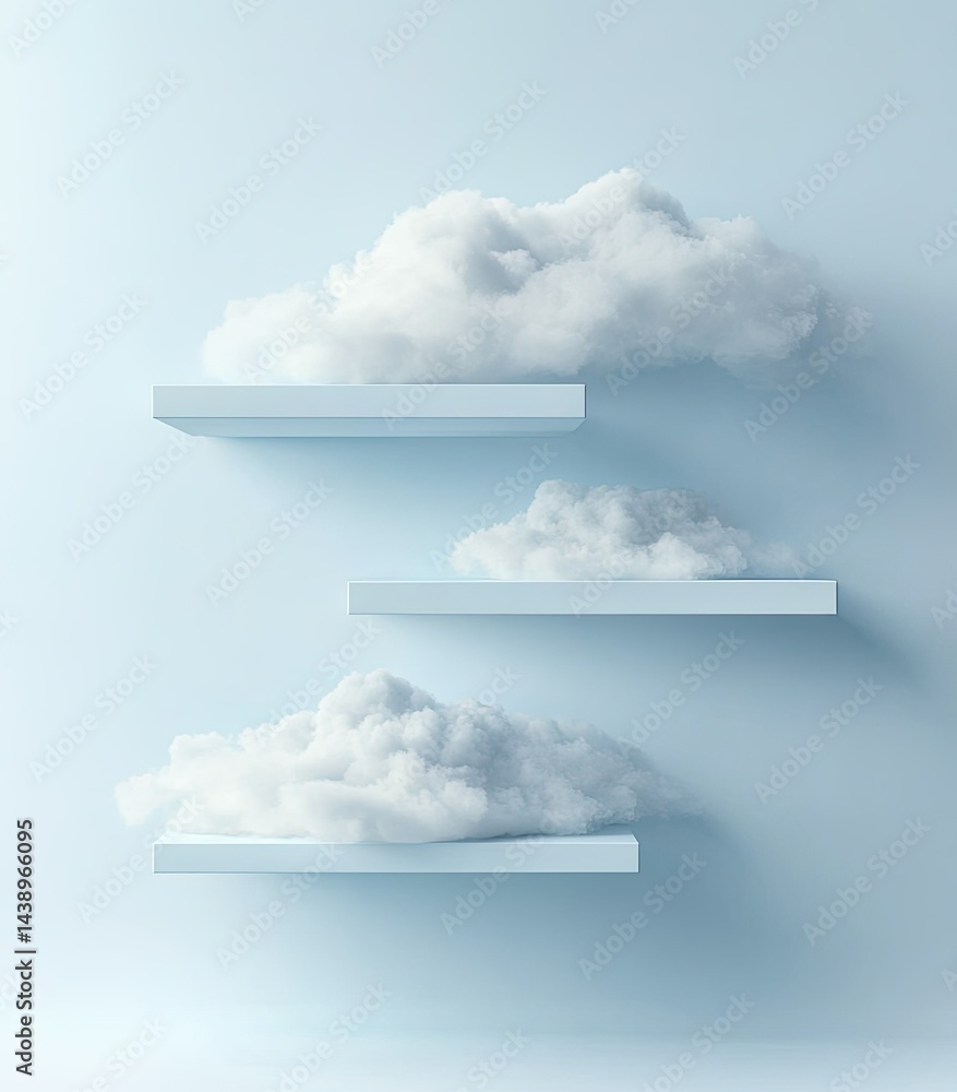 Aufkleber A serene sky with soft clouds and two floating platforms. suggesting a dreamlike atmosphere. ideal for creative projects or backgrounds