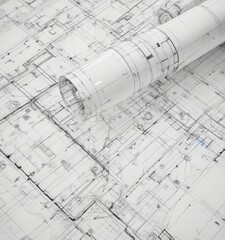 Abstract technical drawing, black lines on white, blueprint aesthetic ,  black,  geometric