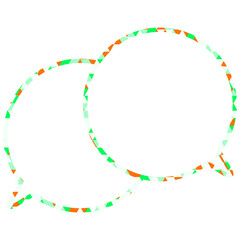 ステンドグラス風吹き出し　三角形模様　重なる会話