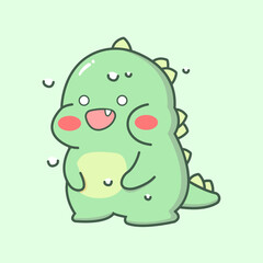 Vector cartoon illustration of dino dinosaur dragon sticker set Concept Isolated Flat