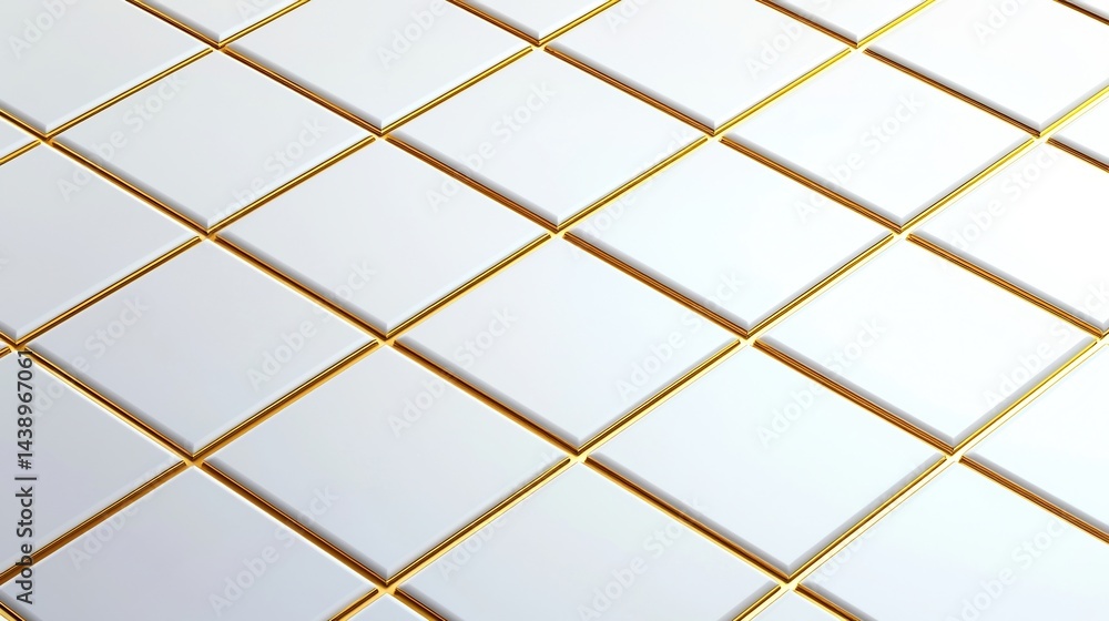 Poster a grid of shiny, reflective tiles arranged neatly, showcasing a clean and polished surface with a mo