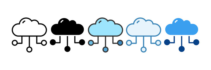 Cloud Storage  Icon Set Multiple Style Collection