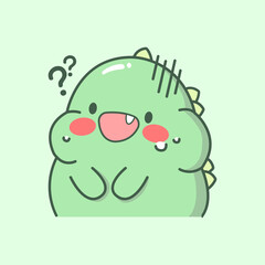 Vector cartoon illustration of dino dinosaur dragon sticker set Concept Isolated Flat