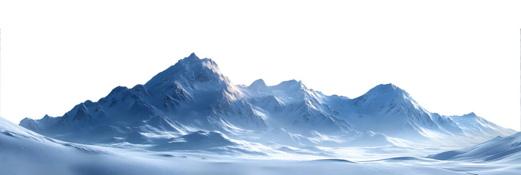 mountain landscape with snow, PNG file, transparent background