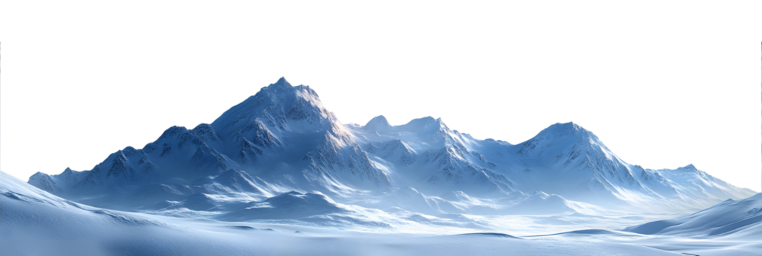 mountain landscape with snow, PNG file, transparent background