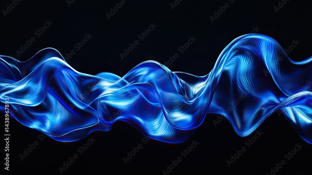 Poster a mesmerizing close-up of flowing blue liquid waves gracefully undulating against a dark backdrop. c
