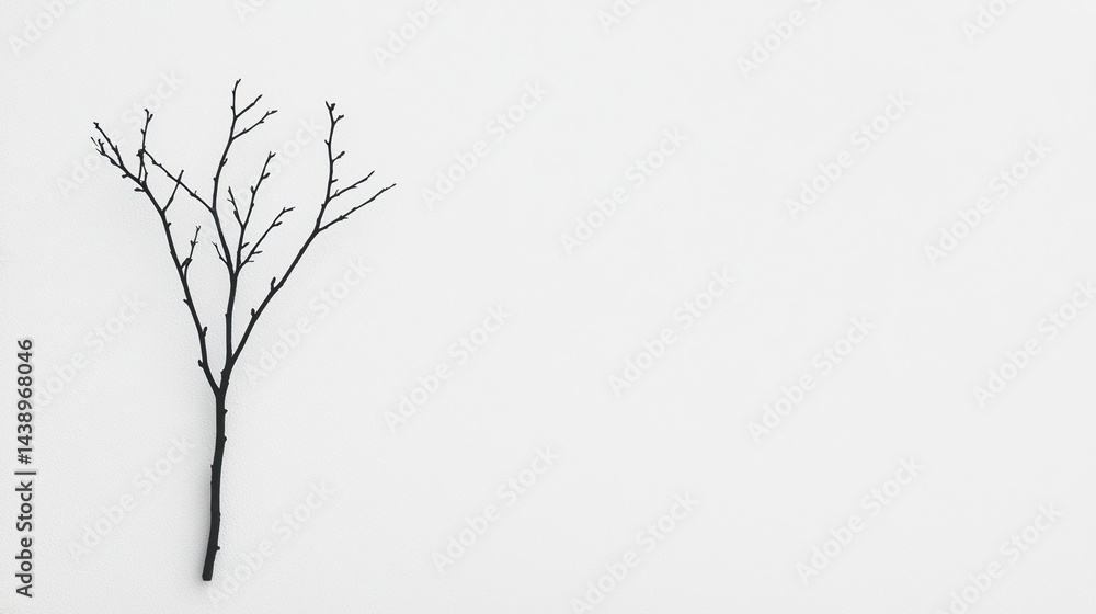 Poster a simple branch with bare twigs rests against a plain background, emphasizing minimalism and nature'