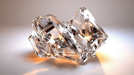 A luminous, multifaceted crystal cluster gleams.