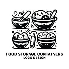 Food Storage Containers Vector Logo Design