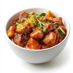 Fototapeta premium Delicious beef and chicken dishes feature hearty stews with vegetables and curry with rice
