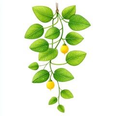 Fototapeta premium Lush Green Vine with Small Yellow Fruits Botanical Illustration