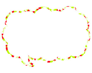 ステンドグラス風吹き出し　三角形模様　細長い雲形