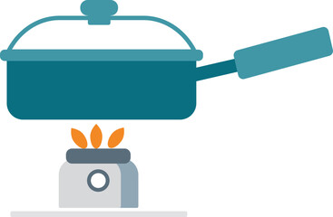 Cooking Pan on Stove Illustration / 가스레인지 프라이팬 일러스트