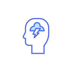 Abstract Icon Representing Mental Health Showing A Cloud And Lightning Bolt Symbolizing Emotional Turmoil And Psychological Challenges