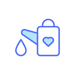 Blue Watering Can Icon With Heart Symbolizing Nurturing Growth And Mental Health Wellness Through Self-Care and Love