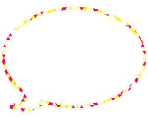 ステンドグラス風吹き出し　三角形模様　丸形
