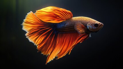 Fototapeta premium Stunning Orange Betta Fish Siamese Fighting Fish Aquatic Life