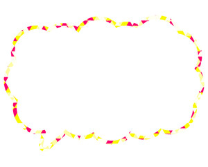ステンドグラス風吹き出し　三角形模様　細長い雲形