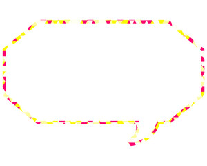ステンドグラス風吹き出し　三角形模様　細長い八角形
