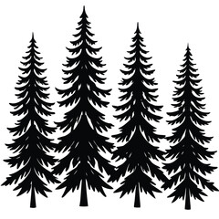 Obraz premium Spruce Trees icon set on white background