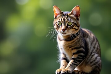 Watchful Tiger Cat Guarding