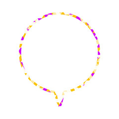 ステンドグラス風吹き出し　三角形模様　丸形の下向き