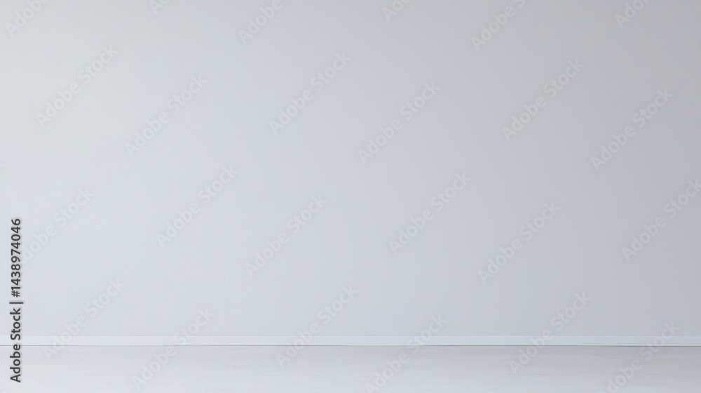 Poster a minimalistic interior scene featuring a plain grey wall and floor, creating a serene and open atmo