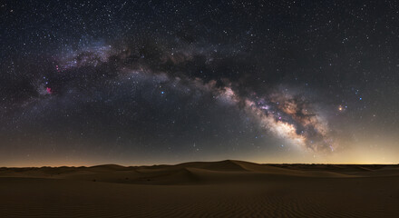 Fototapeta premium Milky Way Over Desert Dunes at Night with Starry Sky Scenery