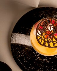 Creative cocktail presentation elegant restaurant food photography stylish atmosphere top view artful dessert concept