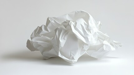 Obraz premium Crumpled white paper ball against a plain background.