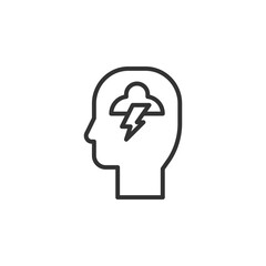 Icon Representing Mental Health with Brain and Lightning Symbol Illustrating Thoughts and Emotions in a Minimalist Style