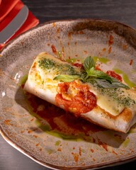 Delicious homemade enchiladas restaurant kitchen food photography elegant setting close-up view culinary artistry